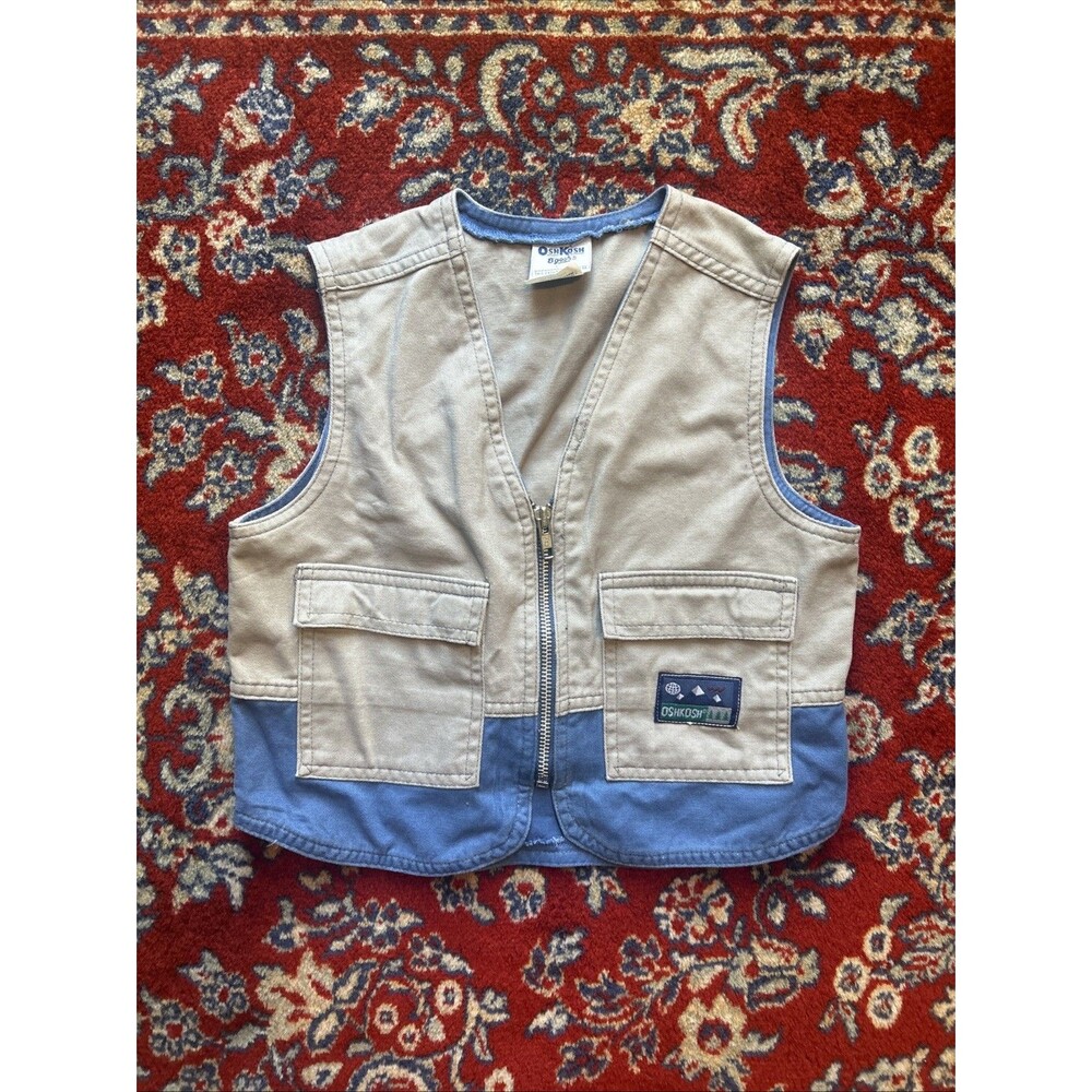 Oshkosh Bgosh Vintage Jean Vest With Plaid Pockets Youth 6 Mountains